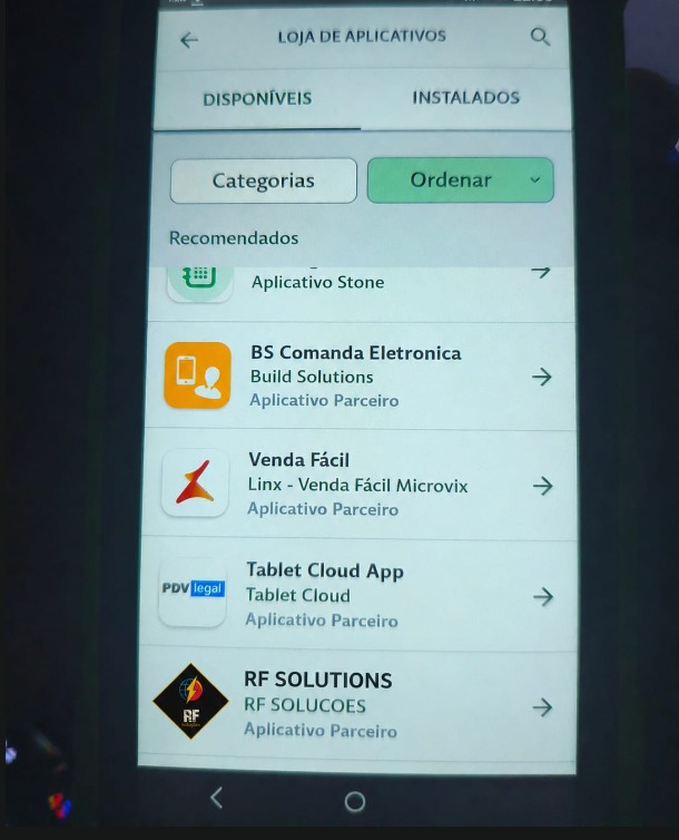 Aplicativo RF Solutions listado na loja de aplicativos da Stone